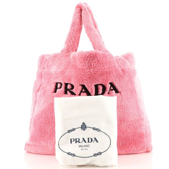 Prada Logo Tote Terry Cloth Pink - Picture 2 of 7